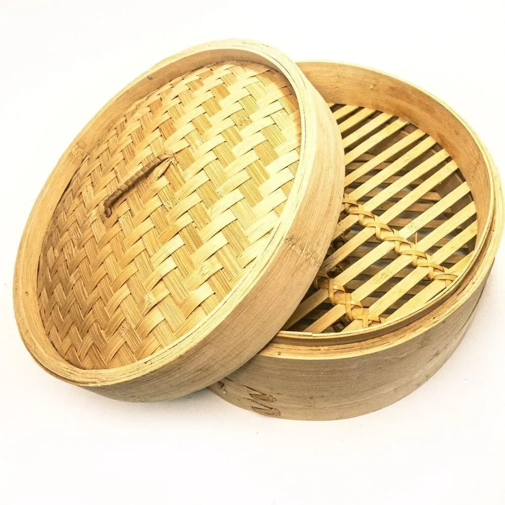 Household 2-Tier Bamboo Food Steamer: Healthy Vegetables Dumplings Dim Sum